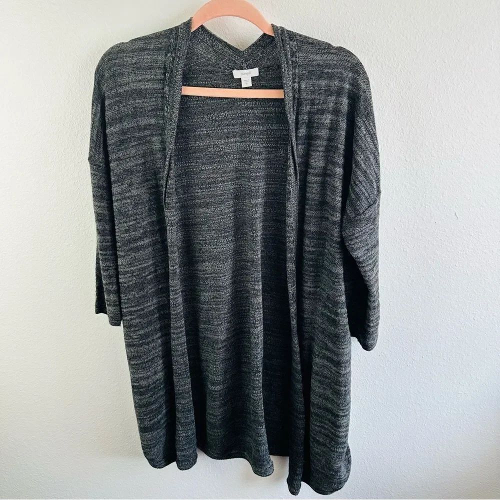 PureJill J Jill Gray Linen Blend Long Line Open Cardigan Size XS